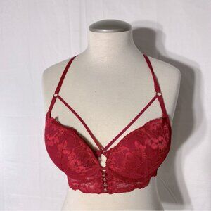 La Senza Beyond Sexy Red Lace Strappy Push Up Bra 32C